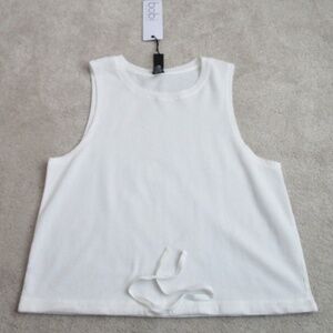 BOBI Women's Raw Edge Sleeveless Tee Cream Size Small
